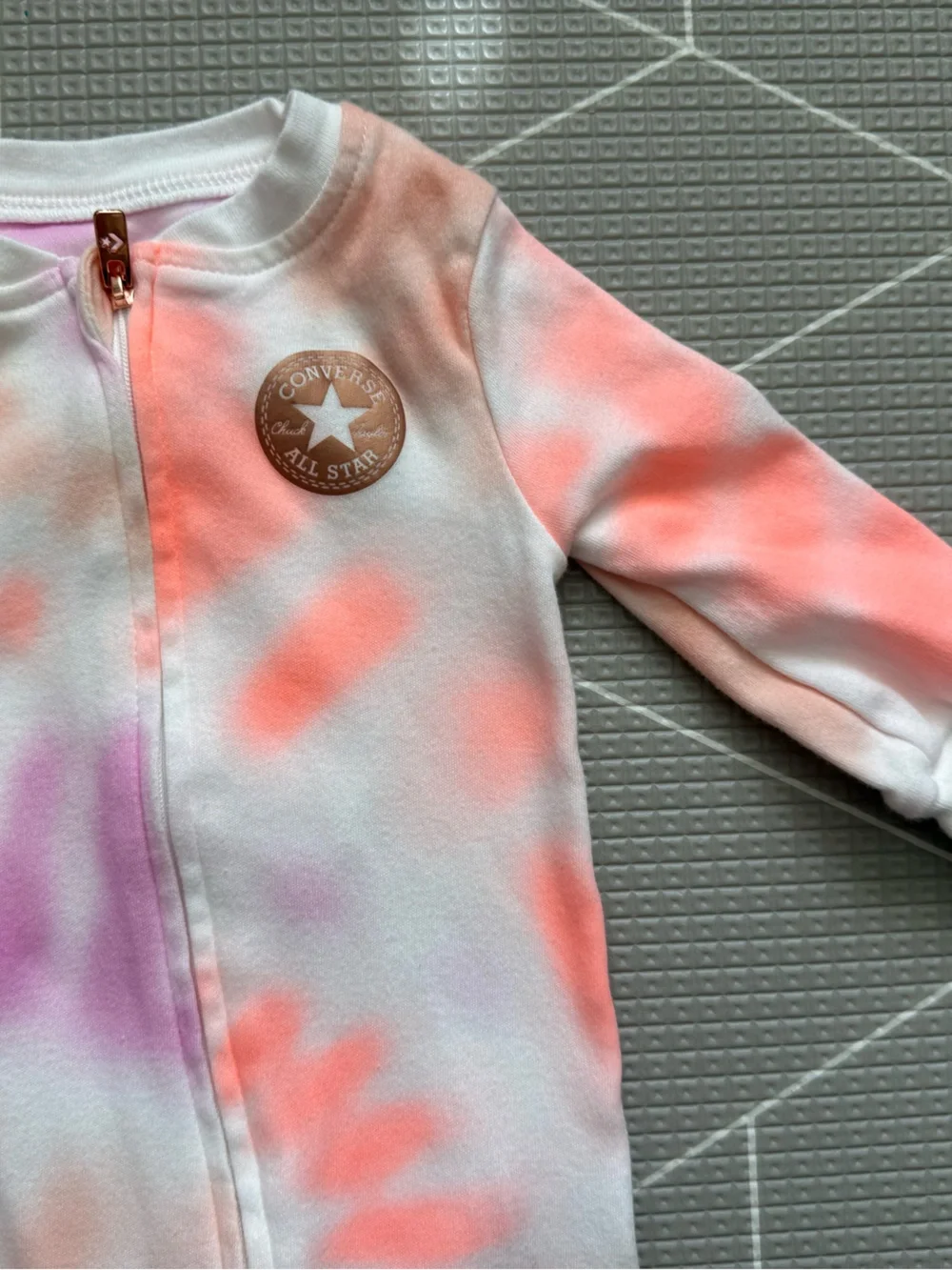 Converse|Baby girl Tie-Dye Pink & Purple One-Piece Footed Sleeper,6M•Boho style